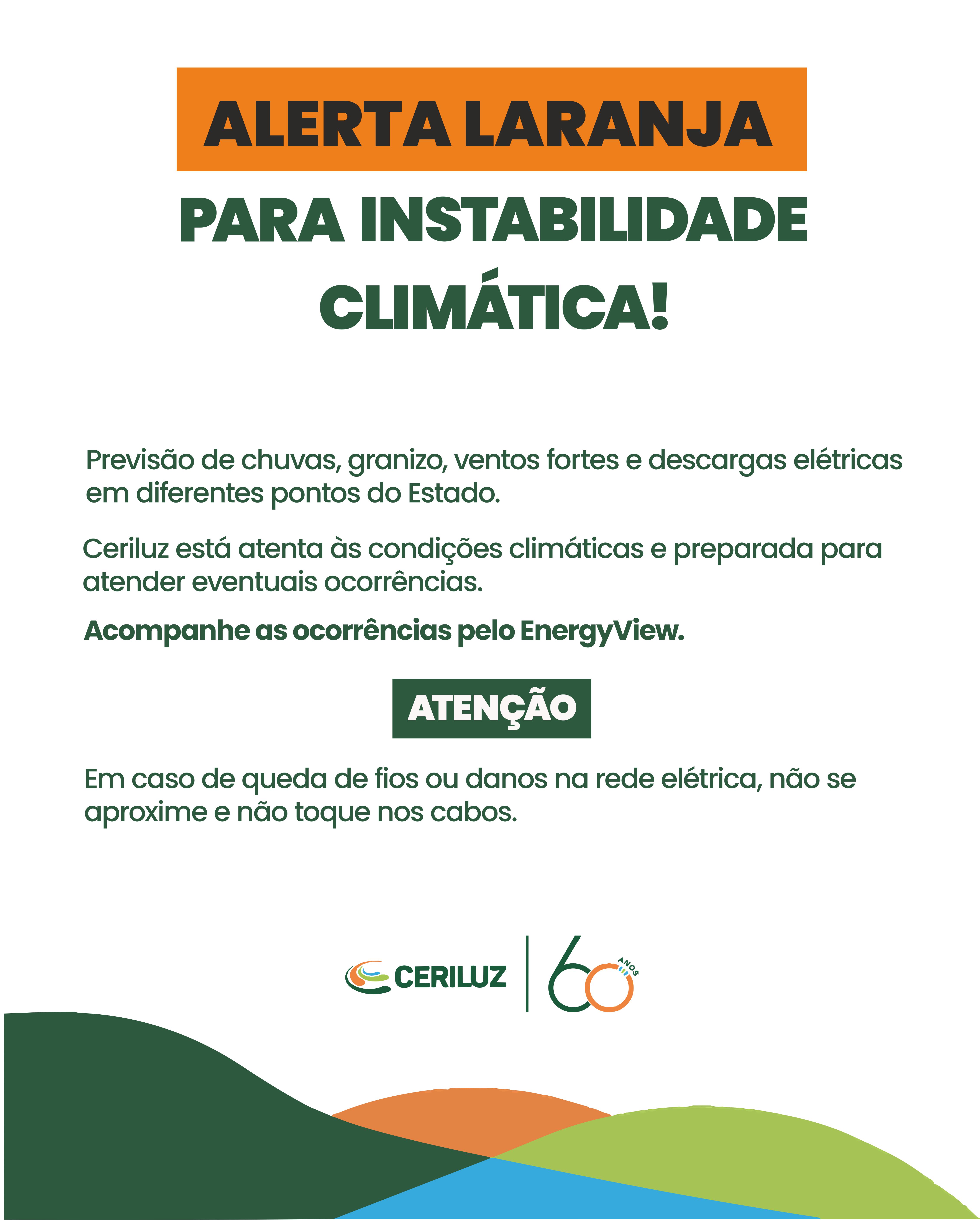 DEFESA CIVIL ALERTA PARA TEMPORAIS E RISCOS PARA REDES DE DISTRIBUIÇÃO DE ENERGIA