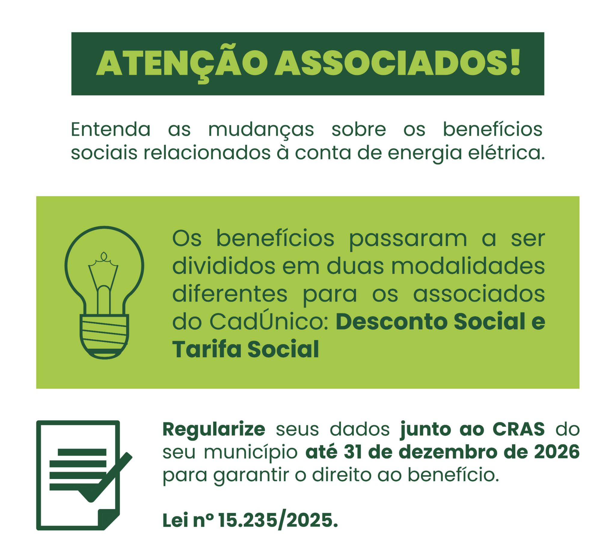 ATUALIZAÇÃO DE DADOS NO CADÚNICO PERMITE ACESSO A BENEFÍCIOS NA TARIFA DE ENERGIA